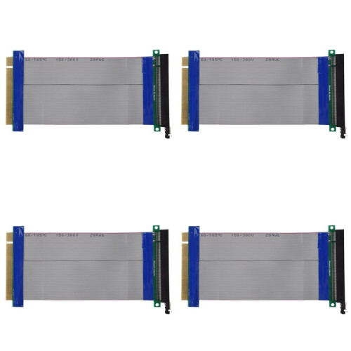 4X PCI-E Express 16X Riser Card Extender Extension Cable Ribbon Flex