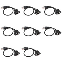 8X 1FT RJ45 Male to Female Screw Panel Mount Ethernet LAN Network Extension Cable