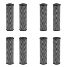 8X Filtre à Eau au Charbon 10 Pouces Standard pour Toute la Maison, Cartouche Filtrante de Remplacement pour Odeurs de Sédiments, 5 Micromètres