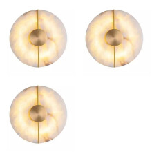 3X Applique Murale Moderne en Marbre, Albâtre, Lune, Salon, Cuivre Doré, Décoration D'Intérieur, Applique LED pour Chambre à Coucher