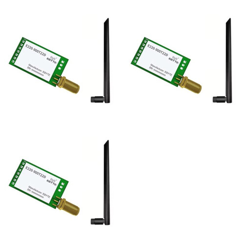 3X EBYTE E220-900T22D LoRa LLCC68 Wireless Module 22dBm Long Range 5km SMA-K UART RSSI Transmitter DIP W/ 868MHz Antenna