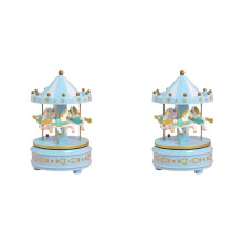 2pcs Luxury Carousel Music Box 4 Horses Rotate Rotation Romantic Luxury Carousel Toys Handwork Music Box Gifts