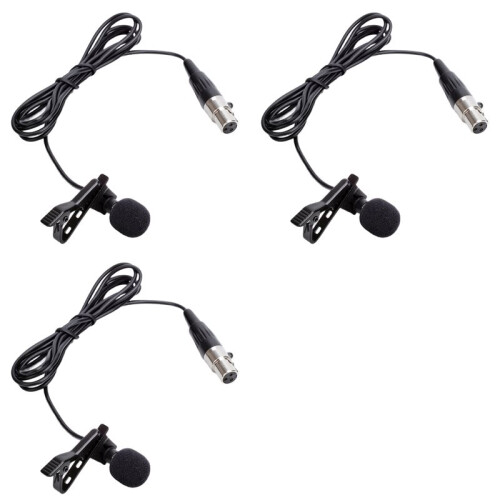 3X Microfono Lavalier Professionale per Trasmettitore Bodypack Wireless Amost  3 Pin XLR