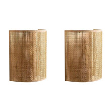 2X Applique Murale en Rotin, Éclairage de Ferme, pour Salon, Chambre à Coucher, Chevet, Applique Murale, Éclairage LED, Couloir