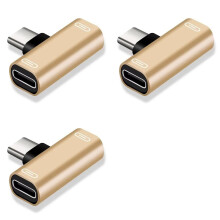 3X 3 in 1 Double Type-C Adapter Type-C Charge Cable Charger Earphone Converter for Smartphones Headphone Adapter Gold