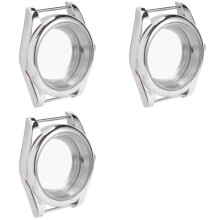 3X Caja de Acero Inoxidable Pulido de 39 mm, Cristal de Zafiro Compatible con Movimiento NH35/NH35A NH36/NH35A, Cubierta Trasera Transparente