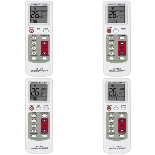 4X KT-109II Air Conditioner Remote Control Universal Replacement Air Conditioner LCD Display Remote Control with Base