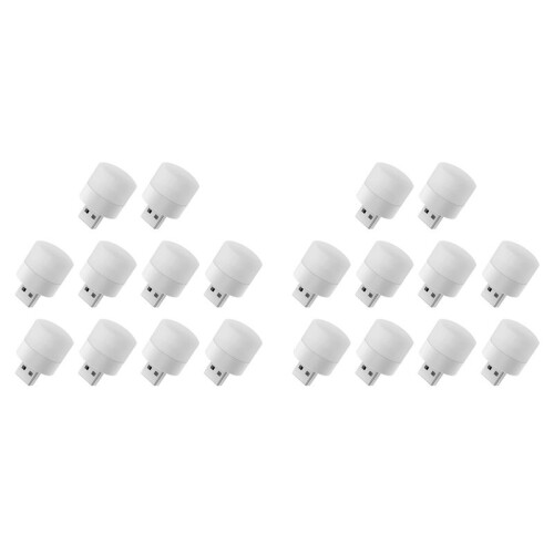 20Pcs  USB Night Light Eye Protection Book Reading Light USB Plug Computer Mobile Power LED Night Lamp,White Light