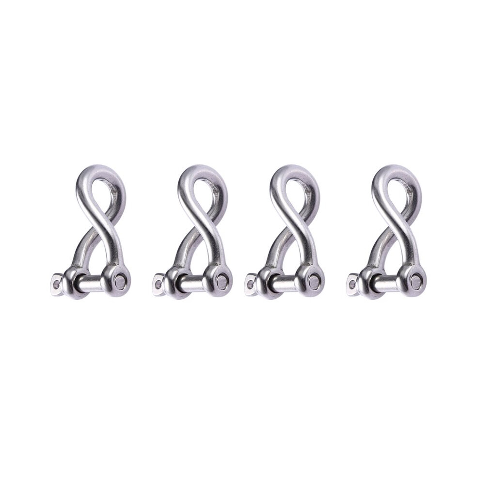 Photos - Fan 4Pcs Heavy Duty 4mm Twisted Shackle with Screw Pin 316 Stainless Steel Marine Boat Rigging
