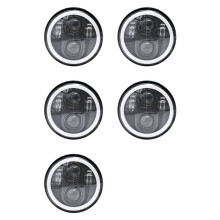 5pièces 5.75 Phare LED, Phare de Moto 5-3/4 avec Halo DRL Blanc pour Sportster Iron 883 Dyna Street Bob