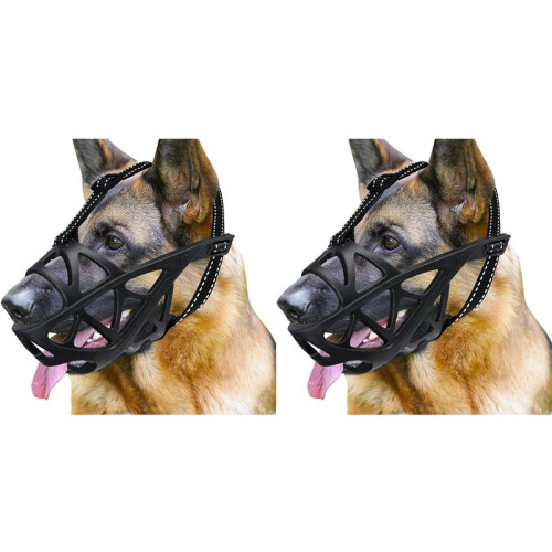 2X Dog Muzzle, Basket Muzzle for Biting, Chewing and Scavenging, Humane Cage Mouth Cover S