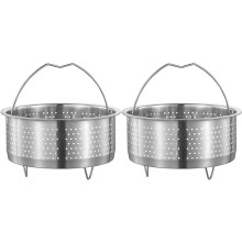 2X Steamer i Rostfritt Stål Metall Steamer Insats ÅNgstativ Grönsaker Frukt Durkslag Sil med Handtag