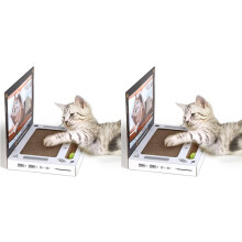 2X Klösande Laptop i Kartong för Katter Kattlaptopleksak med 'Mus' Interaktiv Kattleksak i Kartong