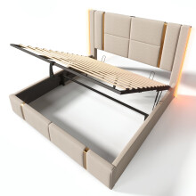 (180x200cm) Lit simple avec USB-C, LED, contrĂ´le app et rangement sans matelas