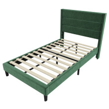 (Green, 90x200cm) Lit capitonné avec tête de lit et sommier inclus sans matelas