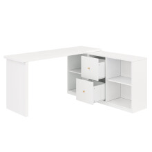 Bureau d’angle L 1205078/13035 cm - réversible - 2 tiroirs - rangements ouverts - plateau renforcé