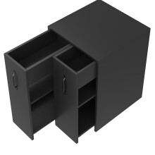 (Black) Bibliothèque mobile sur roulettes avec modules coulissants réversibles gauche et droite