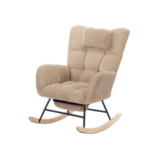 (Brown, 102 x 65 x 92cm) Fauteuil Ă bascule avec repose-pieds et dossier haut
