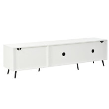 Meuble TV 1804048 cm - 3 portes battantes - grand rangement - blanc - design imprimé - TV jusqu’à 80 pouces
