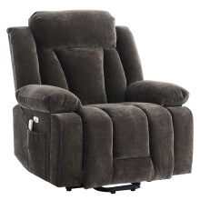 Fauteuil massant électrique 9594107 cm - chauffage - 8 points massage - inclinable - releveur - USB - marron