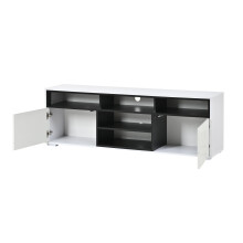 Meuble TV LED 1503550 cm - 2 portes - étagères ouvertes - éclairage intégré - compatible TV 65 pouces