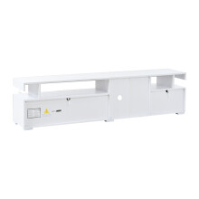 (White) Meuble TV LED avec 3 portes, contrĂ´le par application et compartiments de rangement