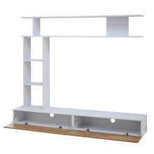 Meuble TV 180x35x22.5cm vitrines et etageres TV-board suspendu ou sur pied TV jusqu a 80 pouces blanc bois