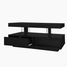 (Black, 95 x 50 x 42,5cm) Table basse avec 2 tiroirs et niches de rangement pour salon