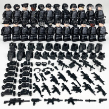 (A) Military Soldiers Black SWAT Jeeps Minifigures Toys Fit Lego