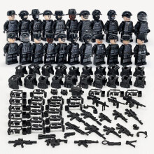 (B) Military Soldiers Black SWAT Jeeps Minifigures Toys Fit Lego