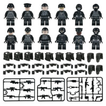 (F) Military Soldiers Black SWAT Jeeps Minifigures Toys Fit Lego