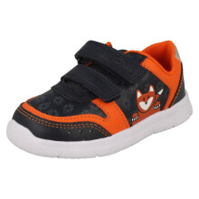 (Navy, UK 4.5 Infant) Boys Clarks Light Weight Fox Detailed Shoes Ath Dot T - G Fit