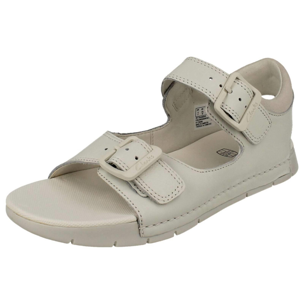 Clarks (White, Uk 9 Child) Kids Double Buckle Sandals Baha Beach K - F Fit - Image 3