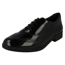 (Black, UK 7 Child) Girls Clarks Brogue Detailed Formal School Shoes Aubrie Tap - F Fit