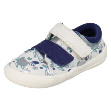 (Blue, UK 4 Infant) Boys Clarks Canvas Doodles Briley Fly T - G Fit