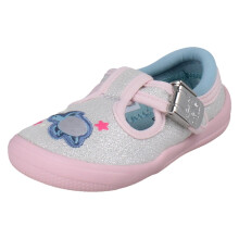 (Silver, UK 6 Infant) Childrens Unisex Clarks Canvas Briley Way - G Fit