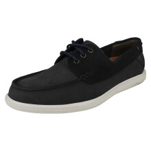 (Navy, UK 7.5) Mens Clarks Relaxed Style Lace Up Deck Shoes Bratton Boat - G Fit