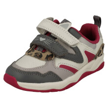 (White, UK 5.5 Infant) Childrens PLAYPRINTS Collection By Clarks Big Cat Print Detailed Trainers Clowder Run T - F Fit