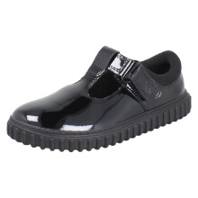 (Black, UK 11 Child) Girls Clarks Classic T-Bar School Shoes Cove Hope - G Fit