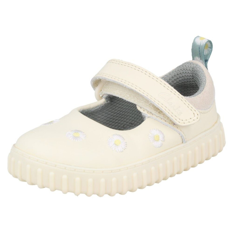 Clarks (Beige, Uk 8 Child) Girls Casual Mary Jane Shoes Cove Flower T - G Fit