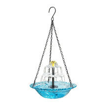 2026 NEW Solar Cascade Hanging Bird Bath Fountain with Glass Bowl Solar Powered