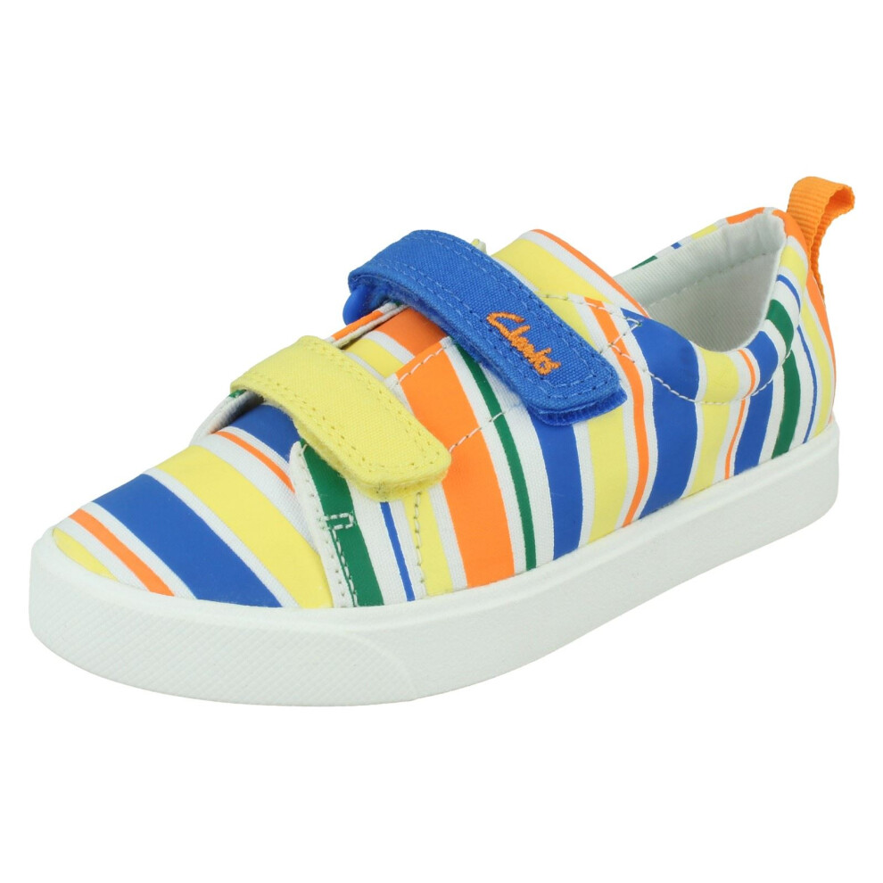 Clarks (Multi, Uk 9.5 Child) Childrens Hook & Loop Fastening Canvas Shoes City Bright - F Fit