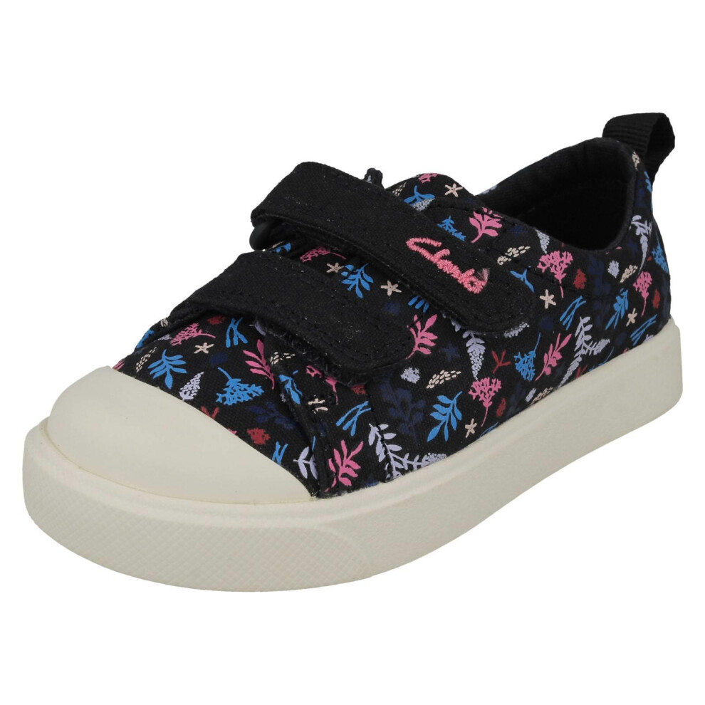 Clarks (Navy, Uk 5.5 Infant) Childrens Pattern Detailed Light Weight Canvas Shoes City Bright - F Fit