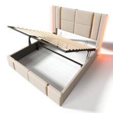 (140x200cm) Lit simple avec USB-C, LED, contrĂ´le app et rangement sans matelas