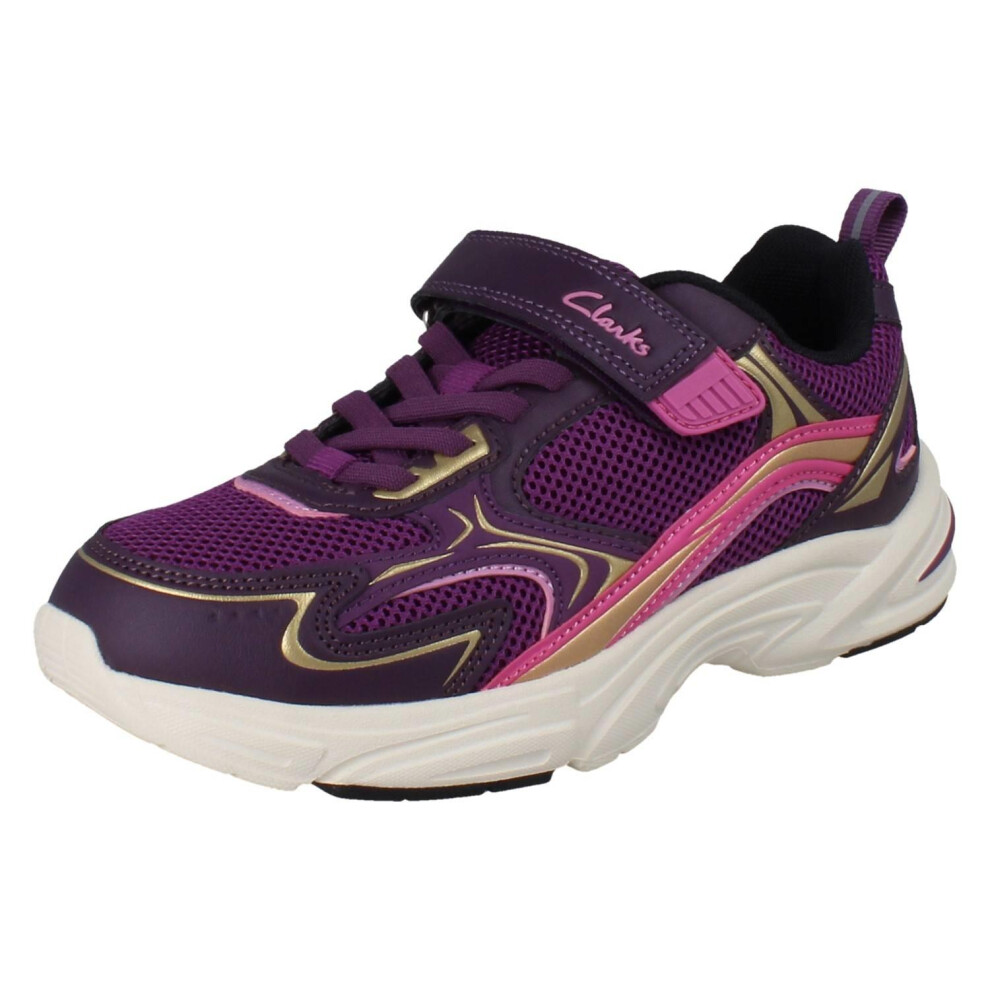 Clarks (Purple, Uk 2 Child) Kids Sporty Trainers Crafton Move K - G Fit