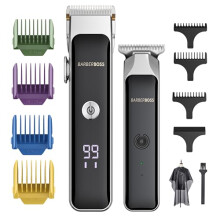 BarberBoss Cordless Beard & Hair Clipper Set for Men, Dual Rechargeable Trimmers with Ceramic Blades, Adjustable Speed, Precision Dial, Men’s Facial