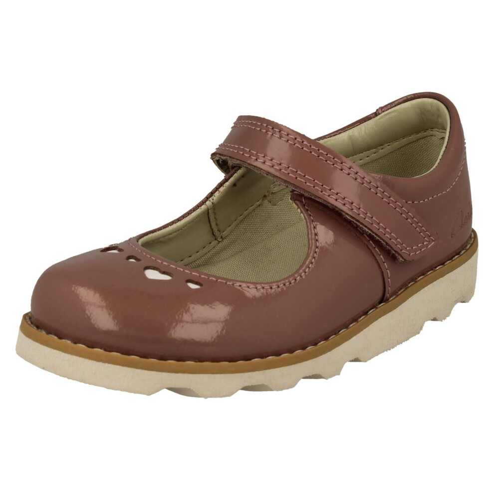 Clarks (Pink, Uk 7 Infant) Girls Heart Detailed Mary Jane Style Shoes Crown Jane - F Fit