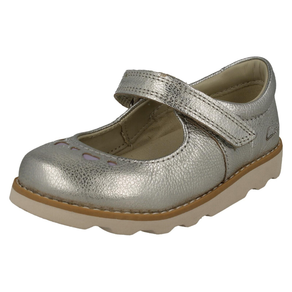 Clarks (Silver, Uk 6.5 Infant) Girls Heart Detailed Mary Jane Style Shoes Crown Jane - G Fit