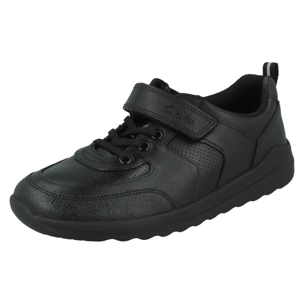 Clarks (Black, Uk 11 Child) Boys Elasticated Lace School Shoes Daze Bright K - G Fit
