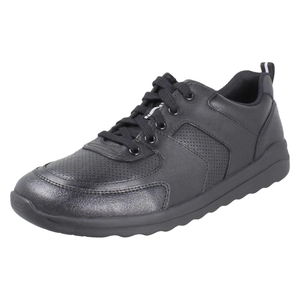 Clarks (Black, Uk 7.5 Child) Boys Lace Up School Shoes Daze Loop 2 Y - G Fit